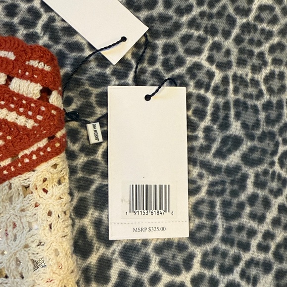 Jason Wu Rust And Cream Crochet Crop Top Striped Geometric Scallop Size 4 NWT - Picture 3 of 11